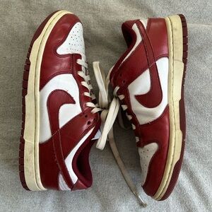 Nike Sneakers White & Red Dunk Low Womens Size 8.5